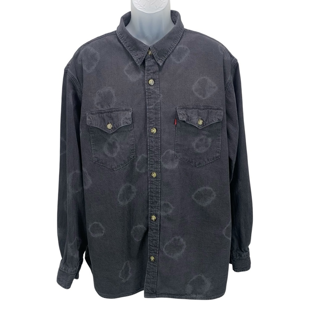 Levi’s Men’s XXL Black Relaxed‎ Western Shirt Distressed Fade Cotton